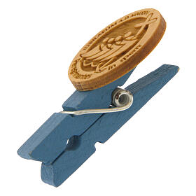 Light blue peg, Jubilee olivewood medal, Monastery of the Poor Clare Nuns of Albano Laziale