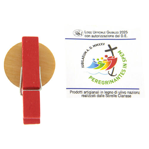 Red peg with Jubilee olivewood medal, Monastery of the Poor Clare Nuns of Albano Laziale 3