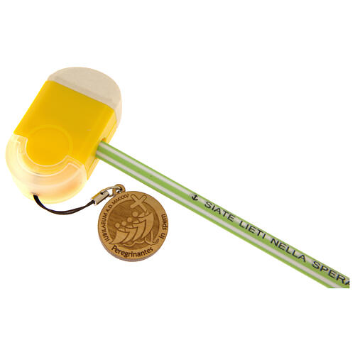 Jubiläum-Anspitzer mit Radiergummi und Olivenholz-Anhänger Klarissenkloster Albano Laziale 2