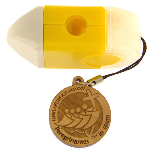 Jubilee pencil sharpener with rubber olive tree pendant 1