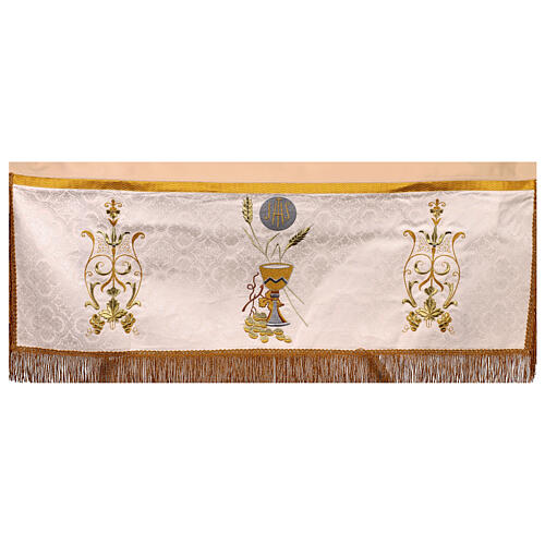 Damask processional canopy with Eucharist embroidery, 50x67 in 2