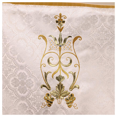 Damask processional canopy with Eucharist embroidery, 50x67 in 5