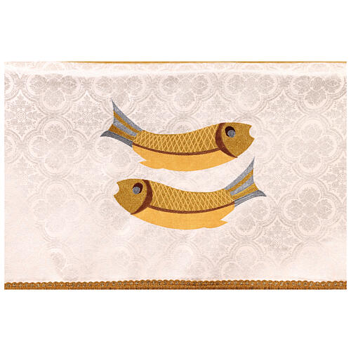 Damask processional canopy with Eucharist embroidery, 50x67 in 15