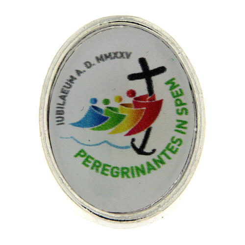 Spilla logo ufficiale Giubileo 2025 acciaio resinato 2x1,5 cm 1