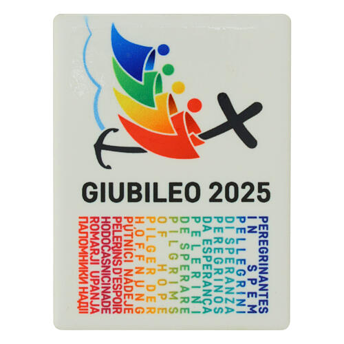 Rectangular magnet with 2025 Jubilee logo, multiple languages, 2.5x3 in 2