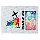 Jubilee 2025 rectangular magnet with multilingual logo, 6x8 cm s1