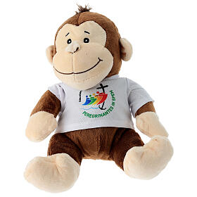 Brinquedo de pelúcia macaco com camiseta 25 cm logótipo oficial Jubileu 2025