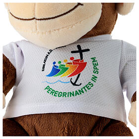 Brinquedo de pelúcia macaco com camiseta 25 cm logótipo oficial Jubileu 2025