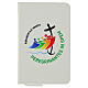 White notebook with Jubilee 2025 Latin official logo, white elastic band s1