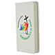 White notebook with Jubilee 2025 Latin official logo, white elastic band s3