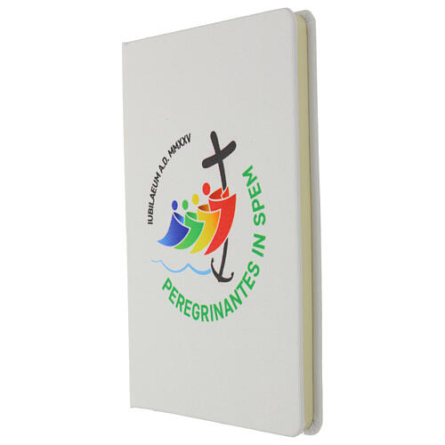 White fabric notebook with Jubilee 2025 logo in Italian colors 3
