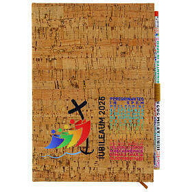 Bloco de notas Jubileu 2025 tampa de cortiça multilíngue lápis 20x15 cm