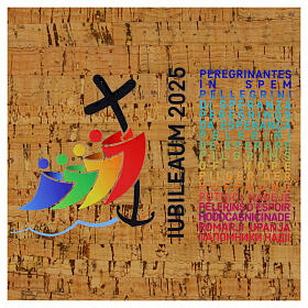 Bloco de notas Jubileu 2025 tampa de cortiça multilíngue lápis 20x15 cm
