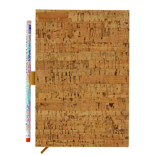 Jubilee 2025 notebook cork cover with pencil, multilingual logo 20x15 cm 5