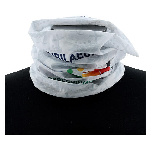 White neck warmer with multilingual logo of Jubilee 2025 6
