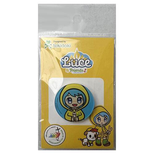 Brooch with Luce, Jubilee 2025 official mascot by Tokidoki, light blue acrylic 3