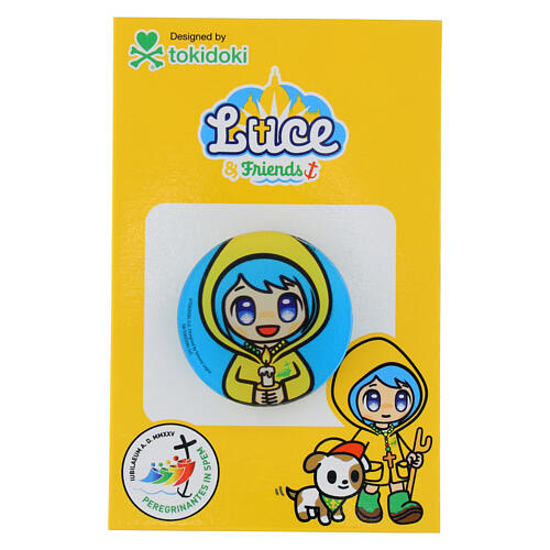Light blue acrylic Jubilee 2025 mascot pin button Tokidoki 2