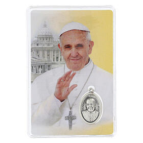 Jubilee card with Pope Francis, medal and prayer