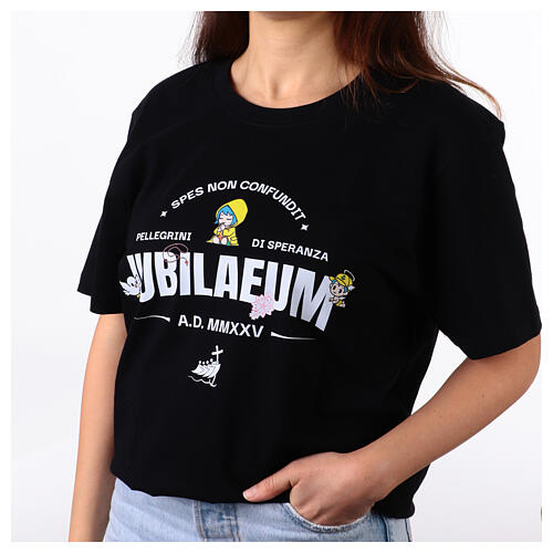Black t-shirt with Luce and Friends, Jubilee 2025 official mascot 2