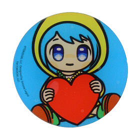 Brooch of Luce with red heart, Jubilee 2025 mascot, acrylic