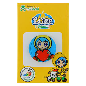 Brooch of Luce with red heart, Jubilee 2025 mascot, acrylic