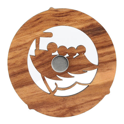 Round magnet with official 2025 Jubilee logo in Latin, olivewood, 2 in 3