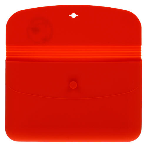 Red silicone pouch with official Jubilee 2025 logo print, 8x5 in 3