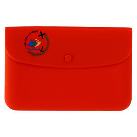 Red silicone case with official Jubilee 2025 logo, 20x10 cm