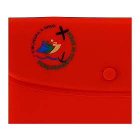 Red silicone case with official Jubilee 2025 logo, 20x10 cm