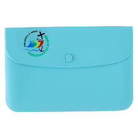 Estuche celeste silicona 20x10 cm logo oficial Jubileo 2025