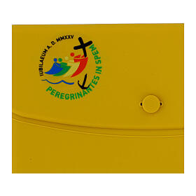 Yellow silicone case with official Jubilee 2025 logo, 8x5 in