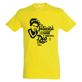 Yellow cotton T-shirt of Carlo Acutis by APE Social Wear