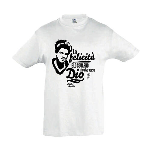 Camiseta criança em algodão branco Carlo Acutis APE Social Wear 1