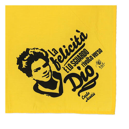 Bandana Carlo Acutis gialla 60x60 APE Social Wear 3