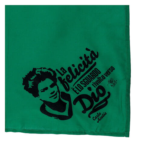 Pañuelo Carlo Acutis algodón verde 60x60 APE Social Wear 3