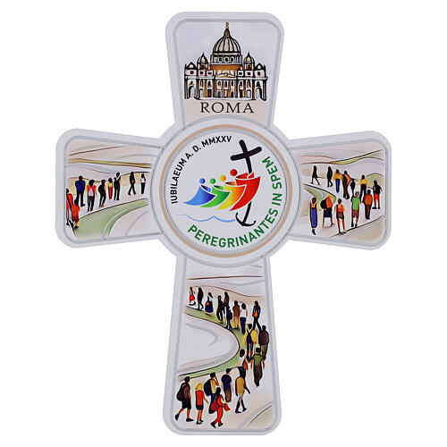Crucifijo peregrinos Jubileo 2025 latín 15x20cm Valenti 1