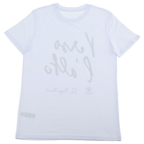 Camiseta blanca algodón bio serigrafiada negra 'Hacia lo alto' Piergiorgio Frassati 3
