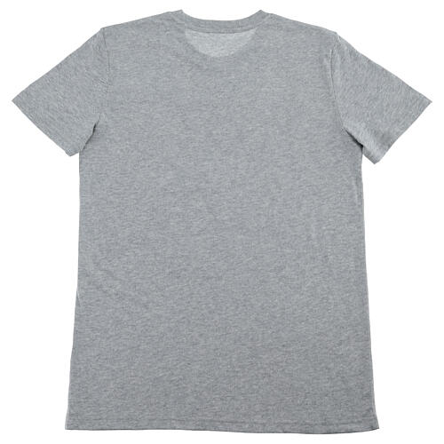 Gray Organic Cotton T-shirt with Black Print ''Upwards'' Piergiorgio Frassati 3