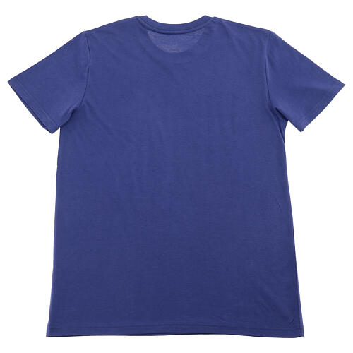 Camiseta azul algodón bio estampado amarillo ''Vivir, no sobrevivir'' Piergiorgio Frassati 3