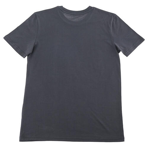 Camiseta antracite em algodão biológico com estampa amarela "Viver, não ir vivendo" Pier Giorgio Frassati 3