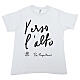 T-shirt enfant blanc en coton bio avec impression noire « Vers le haut » Pier Giorgio Frassati s1