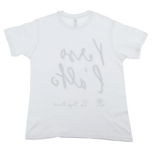 T-shirt bimbo bianca cotone bio stampa nera ''Verso l'alto'' Piergiorgio Frassati 3