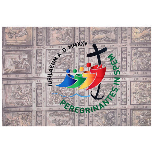 STOCK Bandeira sem ilhós logótipo oficial Jubileu 2025 latim 70x100 cm 2