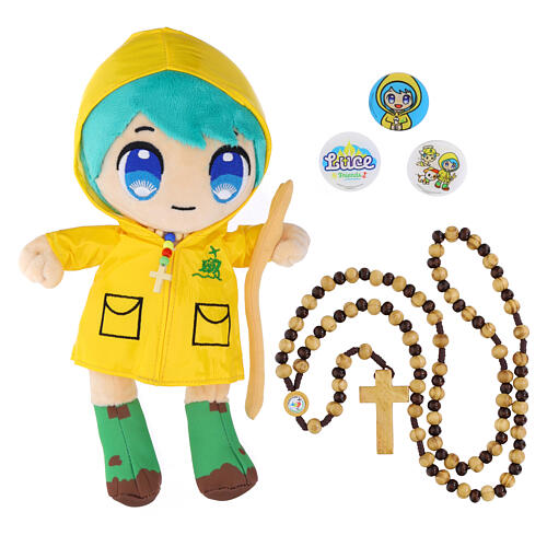 Conjunto de broches e peluche Luce mascote oficial Jubileu 2025 terço 1