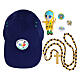 Kit portachiavi mascotte Luce e cappellino logo ufficiale Giubileo 2025 rosario s1
