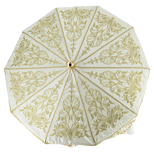 Processional canopy with gold JHS embroidery, curlicues and floral volutes 8