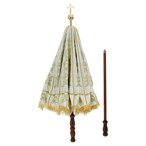 Processional canopy with gold JHS embroidery, curlicues and floral volutes 14
