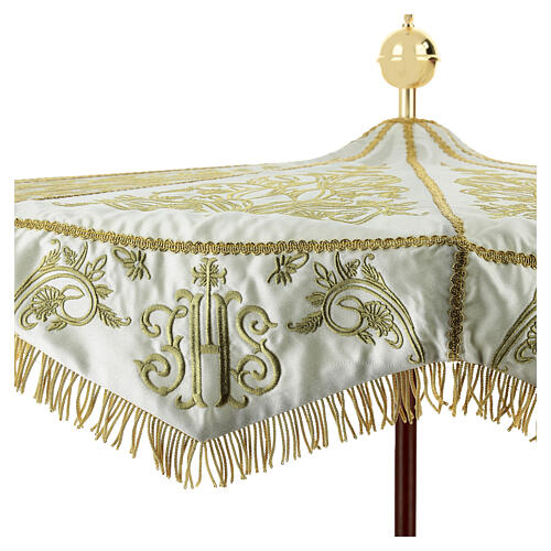 Parasol procesyjny – haft złoty JHS, ornament roślinny 5