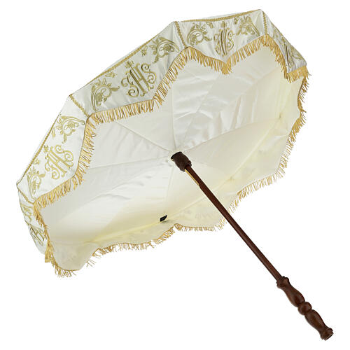 Parasol procesyjny – haft złoty JHS, ornament roślinny 10