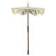 Ivory processional umbrella with gold JHS embroidery and floral scrolls s1